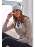 Set dama, palarie gri deschis cu snood, C69 - Magazin online - Boutique